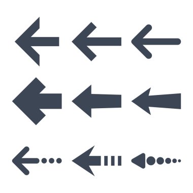 Sol oklar düz Icon Set vektör