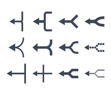 Oklar sol vektör düz Icon Set birleştirmek