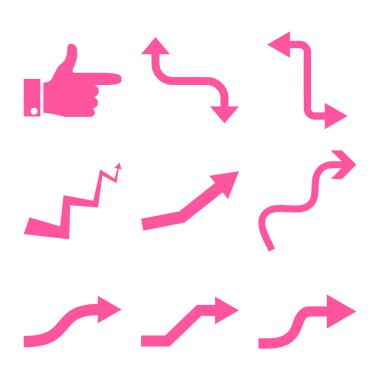 Eğri yol yön vektör düz Icon Set