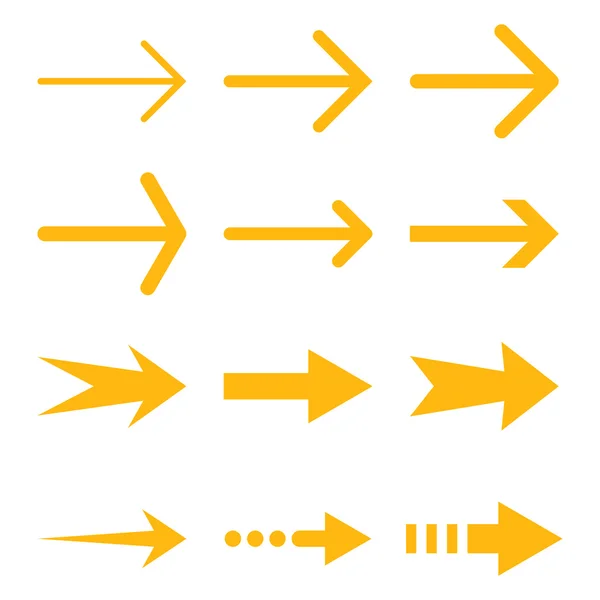 Flechas derechas Vector Icono plano conjunto — Archivo Imágenes Vectoriales