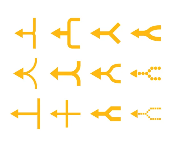 Unir les flèches gauche vectoriel plat Icône Set — Image vectorielle