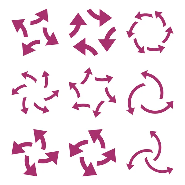 Centrifugaal pijlen Vector platte Icon Set — Stockvector