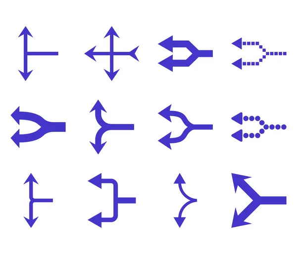 Junction Arrows Left Vector Set de iconos planos — Vector de stock