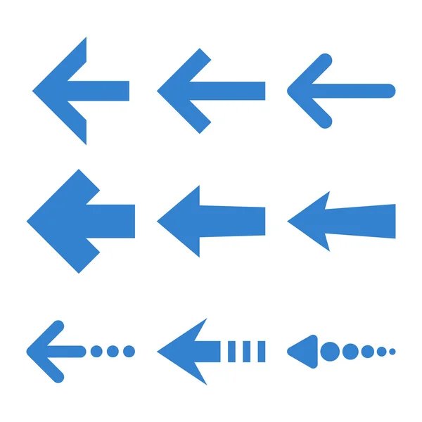 Setas esquerdas Conjunto de ícones planos vetoriais —  Vetores de Stock