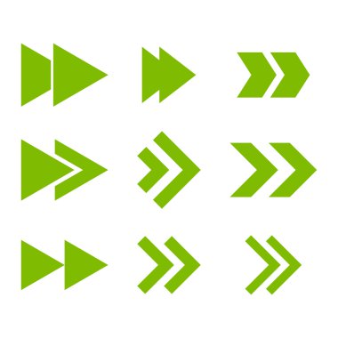 Doğru yönde vektör düz Icon Set