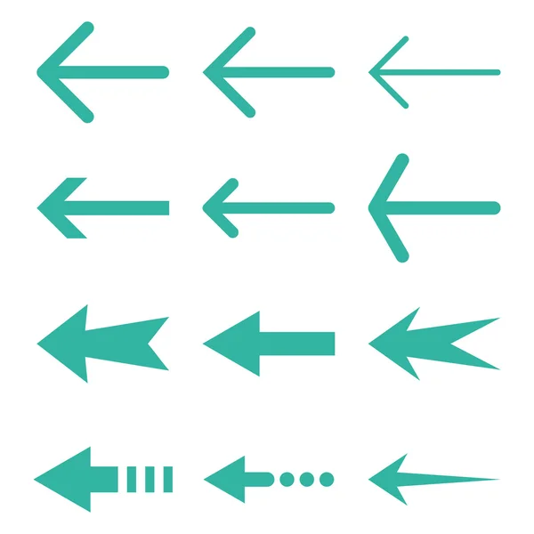 Setas esquerdas Conjunto de ícones planos vetoriais —  Vetores de Stock