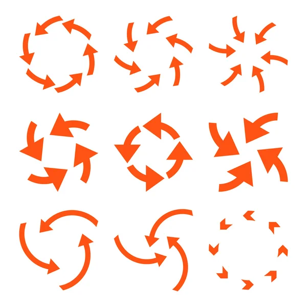 Ensemble d'icône plate de vecteur de flèches de cyclone — Image vectorielle