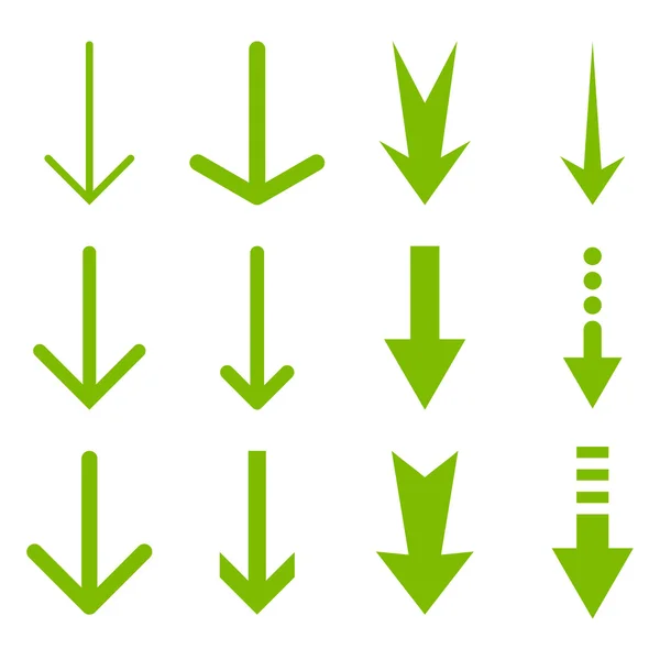 Setas para baixo vetor conjunto de ícones planos — Vetor de Stock