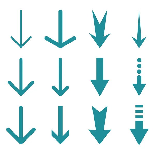 Ned pilarna vektor platt Ikonuppsättning — Stock vektor