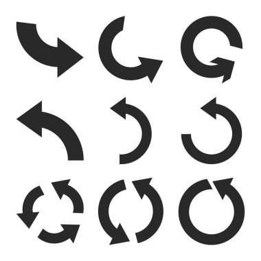 Saat yönünün tersine vektör düz Icon Set döndürmek