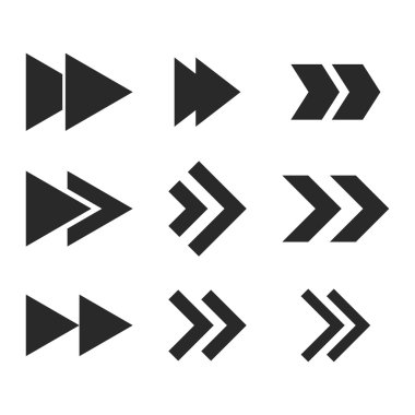 Doğru yönde vektör düz Icon Set