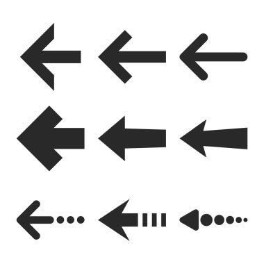 Sol oklar düz Icon Set vektör