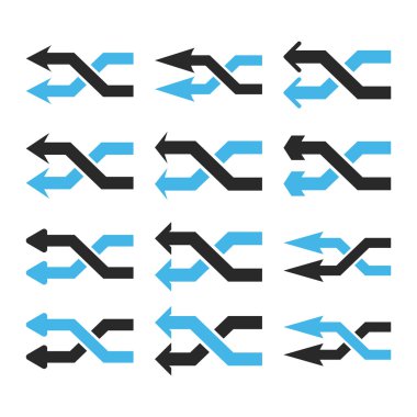 Shuffle oklar sol vektör düz Icon Set