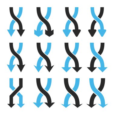 Vektör düz Icon Set aşağı okları shuffle