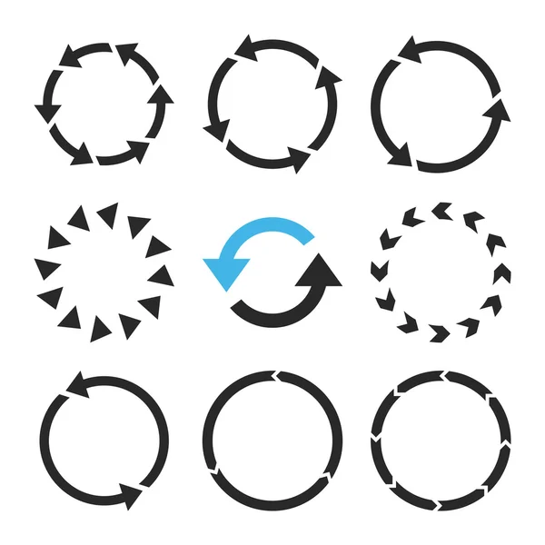 Rotatie richting Vector platte Icon Set — Stockvector
