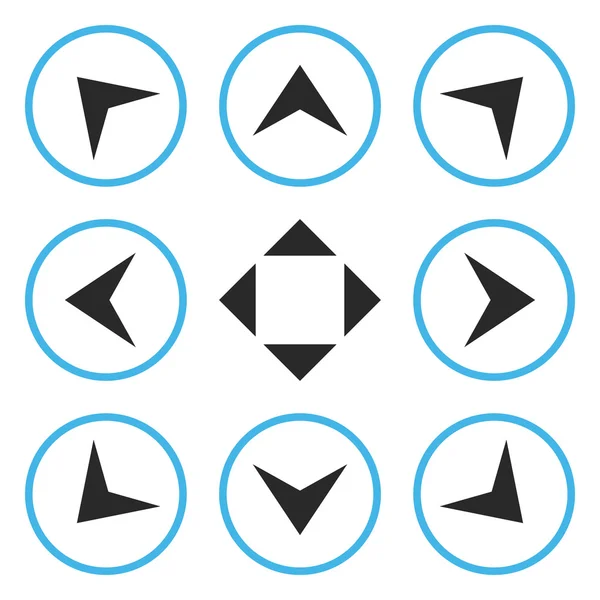 Circled Arrowheads Vector Set di icone piatte — Vettoriale Stock