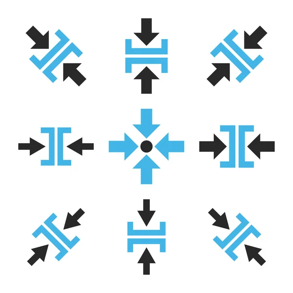 Druck Richtungen Vektor flaches Symbol gesetzt — Stockvektor