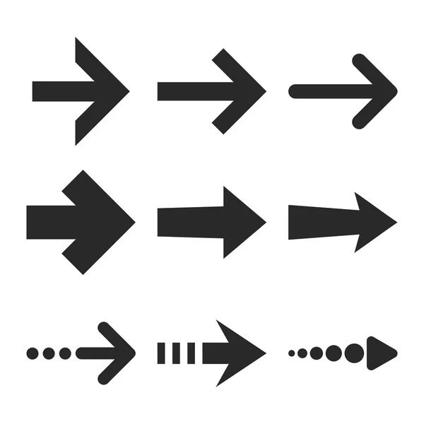 Flechas derechas Vector Icono plano conjunto — Archivo Imágenes Vectoriales