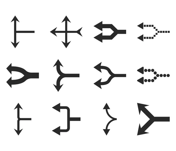 Kreuzung Pfeile links Vektor flaches Symbol gesetzt — Stockvektor