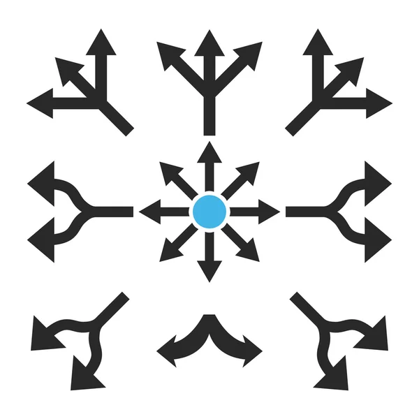 Ensemble d'icônes plates vectorielles Split Arrows — Image vectorielle