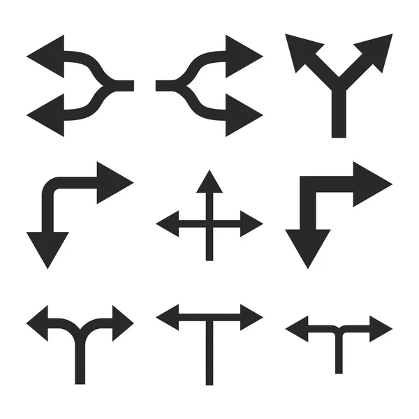 Junção Setas Vector Conjunto de ícones planos —  Vetores de Stock