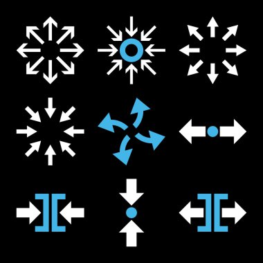 Sıkıştırmak ve okları vektör düz Icon Set patlayabilir