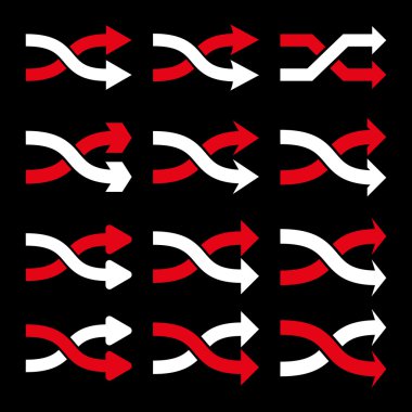 Shuffle okları doğru vektör düz Icon Set