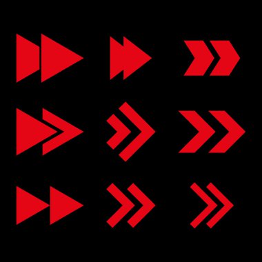 Doğru yönde vektör düz Icon Set