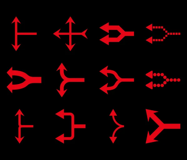 Křižovatka šipky vlevo vektorové plochý Icon Set — Stockový vektor