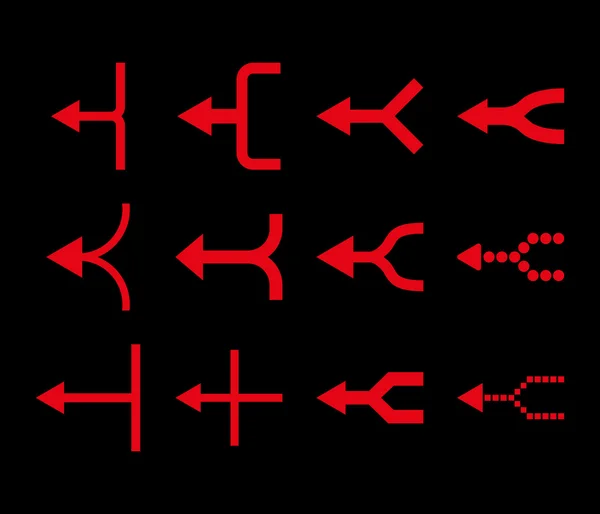 Unir flechas izquierda vector plano icono conjunto — Archivo Imágenes Vectoriales