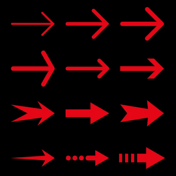 Rechts Pfeile Vektor flache Symbole gesetzt — Stockvektor