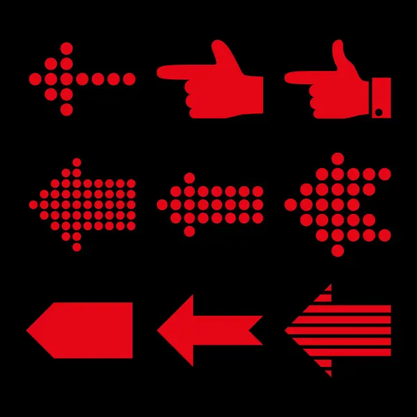 Pointeurs Ensemble d'icône plat vectoriel gauche — Image vectorielle