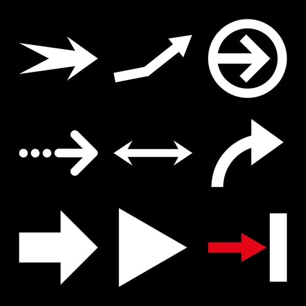 Richtungspfeile Vektor flaches Symbol gesetzt — Stockvektor