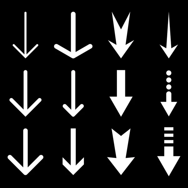 Setas para baixo vetor conjunto de ícones planos — Vetor de Stock