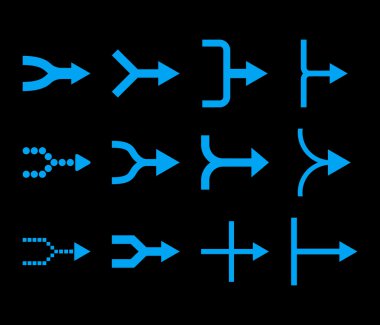 Oklar sağ vektör düz Icon Set birleştirmek