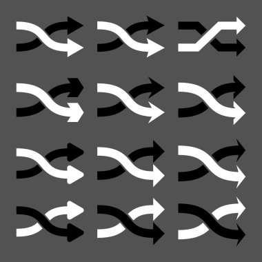 Shuffle okları doğru vektör düz Icon Set