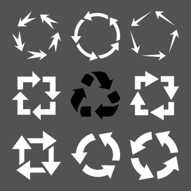 Oklar vektör düz Icon Set geri dönüşüm