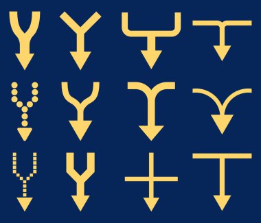 Vektör düz Icon Set aşağı okları birleştirmek