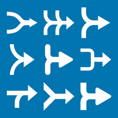 Oklar sağ vektör düz Icon Set birleştirme