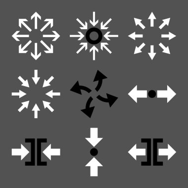 Sıkıştırmak ve okları vektör düz Icon Set patlayabilir