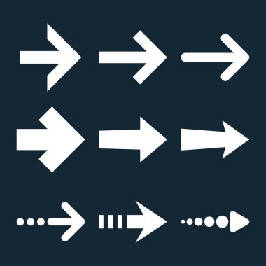 Sağ Okların düz Icon Set vektör