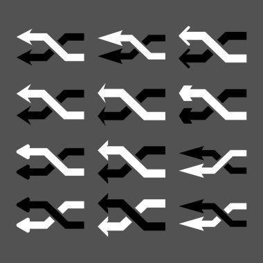 Shuffle oklar sol vektör düz Icon Set