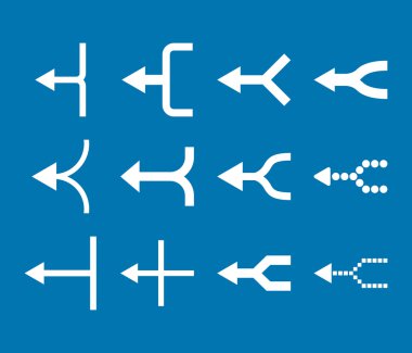 Oklar sol vektör düz Icon Set birleştirmek