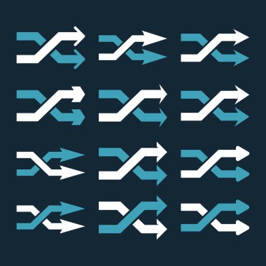 Shuffle okları doğru vektör düz Icon Set