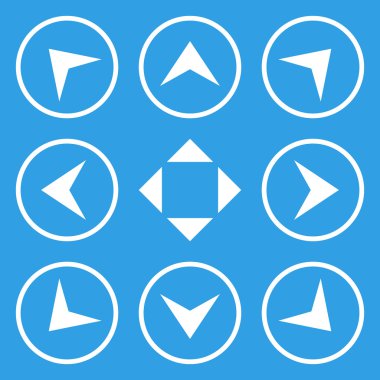 Daire içinde ok uçları vektör düz Icon Set