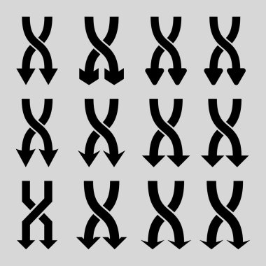 Vektör düz Icon Set aşağı okları shuffle