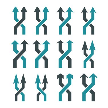 Vektör düz Icon Set yukarı okları shuffle