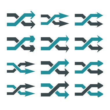 Shuffle okları doğru vektör düz Icon Set