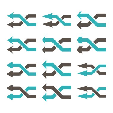 Shuffle oklar sol vektör düz Icon Set