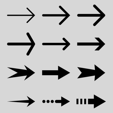Sağ Okların düz Icon Set vektör